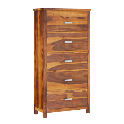 WoodMarwar Solid Sheesham Wood Chest of Drawer 5 Drawers Dresser for Home & Living Room