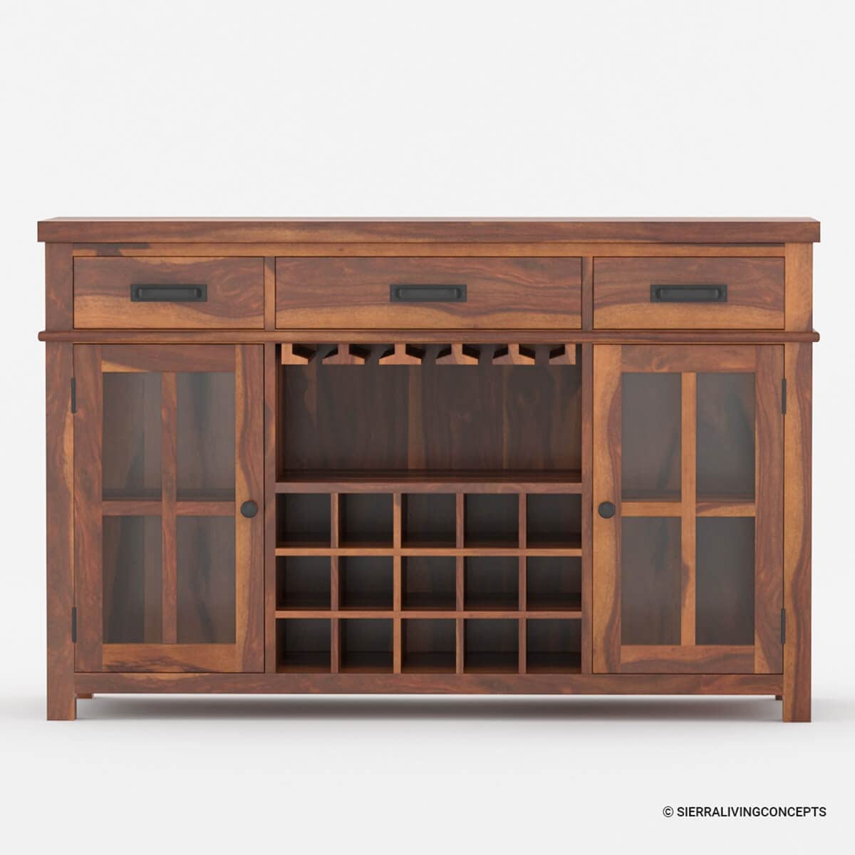 WoodMarwar Solid Sheesham Wood Bar Cabinet With Storage For Bar Room Furniture