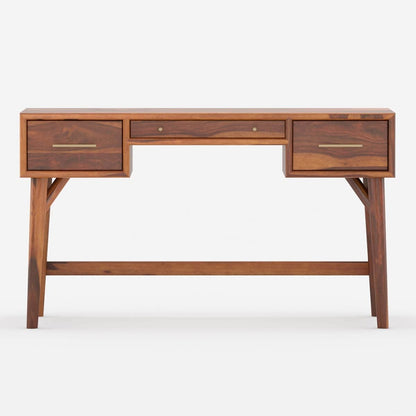 Woodmarwar Solid Sheesham Wood Study Table for Adults | Wooden Workstation with 3 Drawer Storage for Home, Office & Study Room