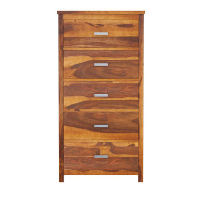 WoodMarwar Solid Sheesham Wood Chest of Drawer 5 Drawers Dresser for Home & Living Room