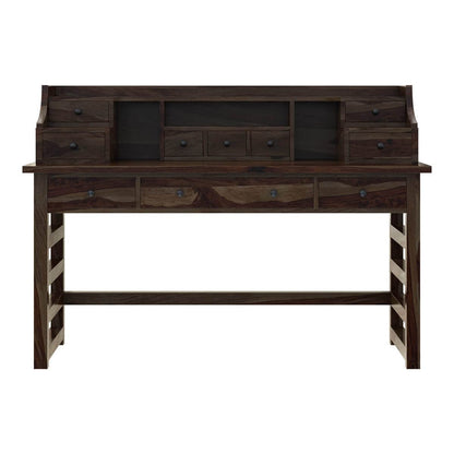 WoodMarwar Solid Sheesham Wood Office Table for Office Work | Wooden Study Table | Computer Desk with Hutch, 9 Drawers & 3 Shelf  Storage