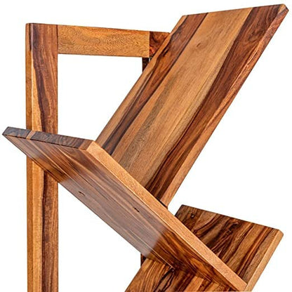 WoodMarwar Sheesham Wood Book Shelf /Bookcase For Living Room Corner Bookcase for Home Decor & Office