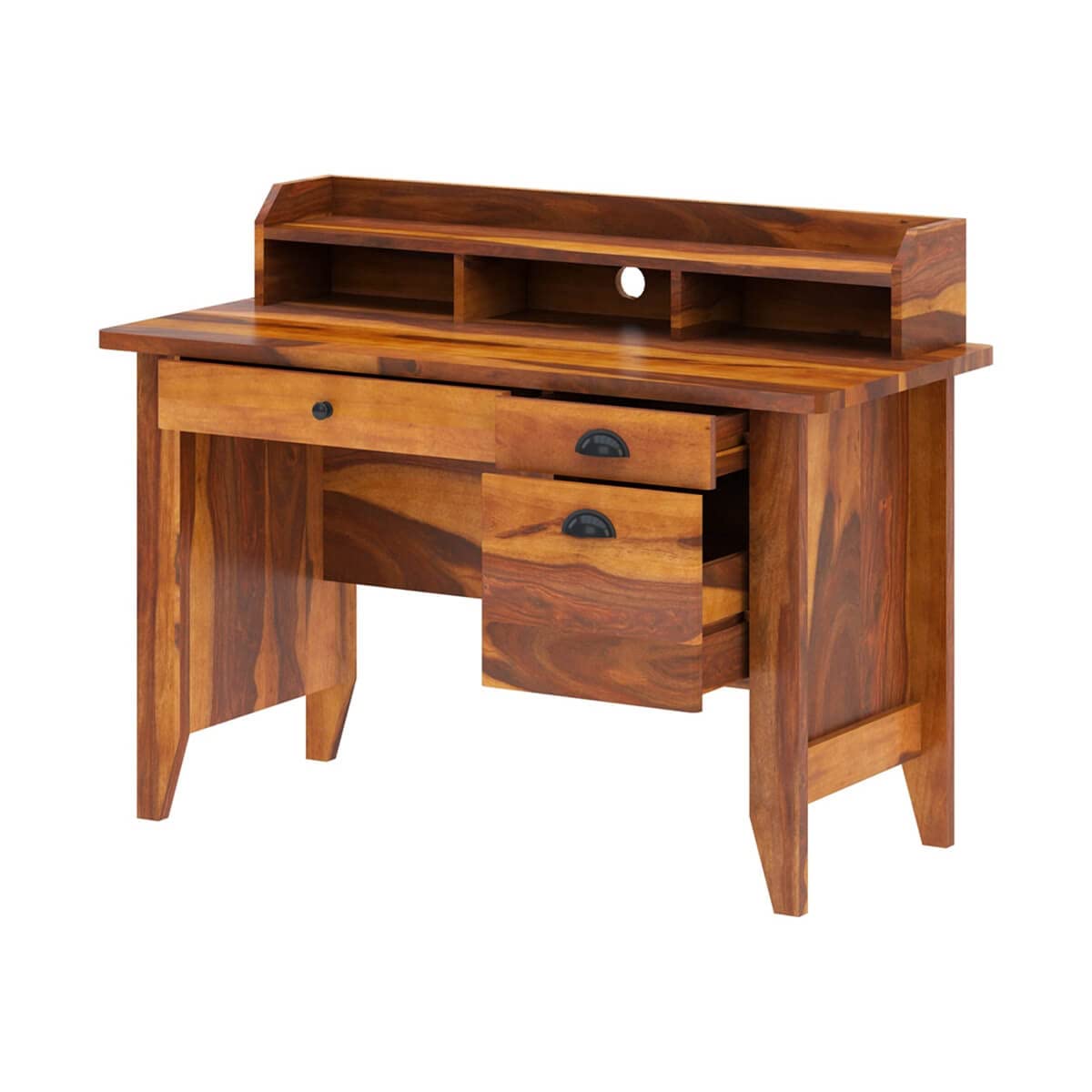 Woodmarwar Solid Sheesham Wood Study Table for Adults | Wooden Workstation with 3 Drawer & Open Shelf Storage for Home, Office & Study Room