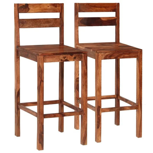 Solid Solid Sheesham Wood Bar Chairs for Home |Solid Long Wooden Chair | High Bar Chair Set of 2 | Brown Finish