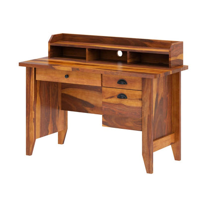 Woodmarwar Solid Sheesham Wood Study Table for Adults | Wooden Workstation with 3 Drawer & Open Shelf Storage for Home, Office & Study Room