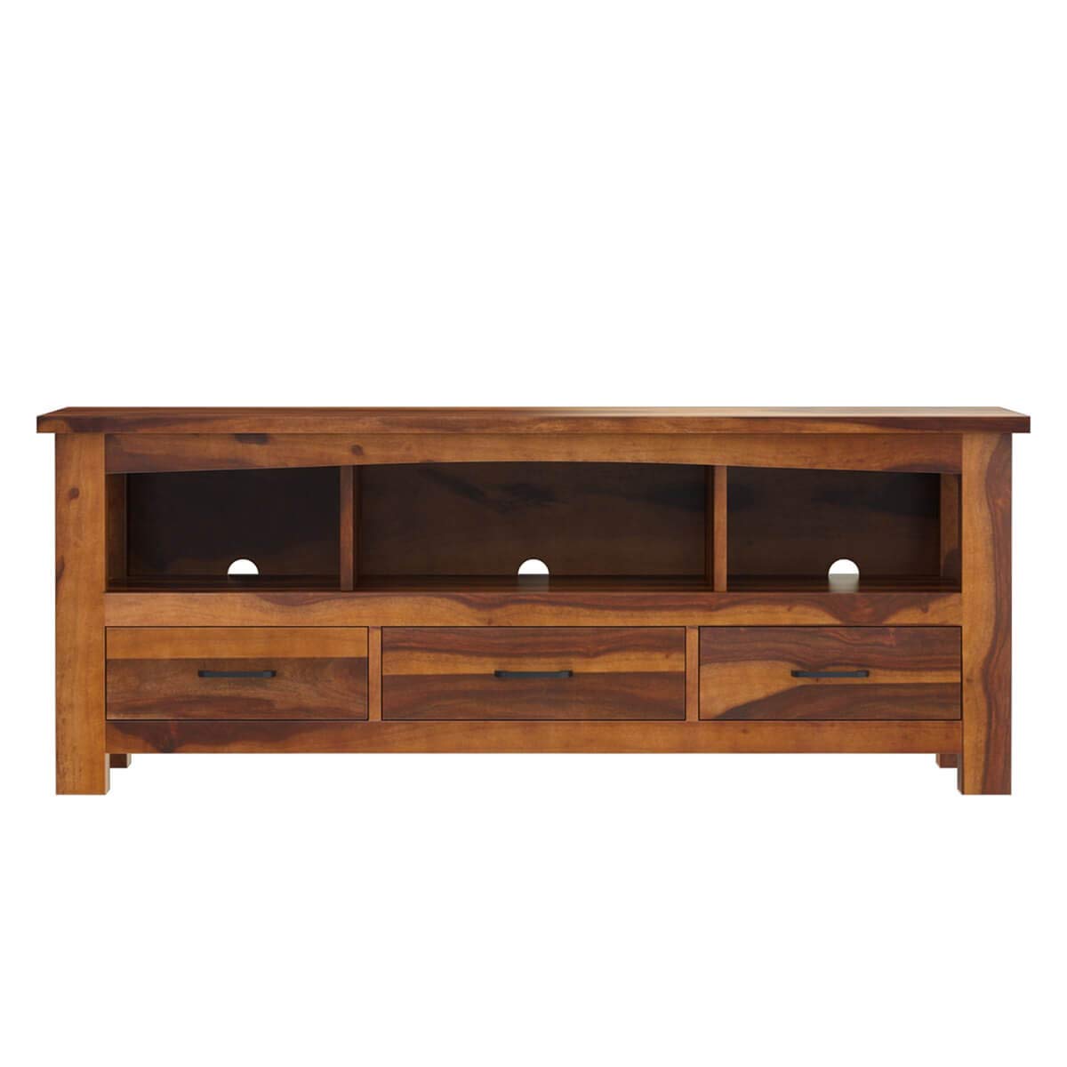 Woodmarwar Solid Sheesham Wood Entertainment Tv Unit With Storage Honey Finish For Home & Office Furniture