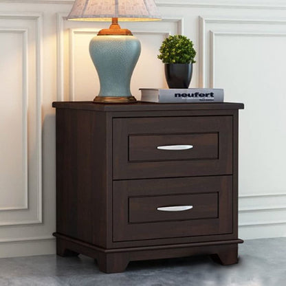 Woodmarwar Sheesham Wood Bedside Table for Bedroom | Solid Pure Wooden Bed Side Nightstand End Table with 2 Drawer Storage for Home & Bed Room