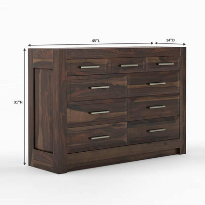 WoodMarwar Solid Sheesham Wood Chest of Drawer 10 Drawers Dresser for Home & Living Room