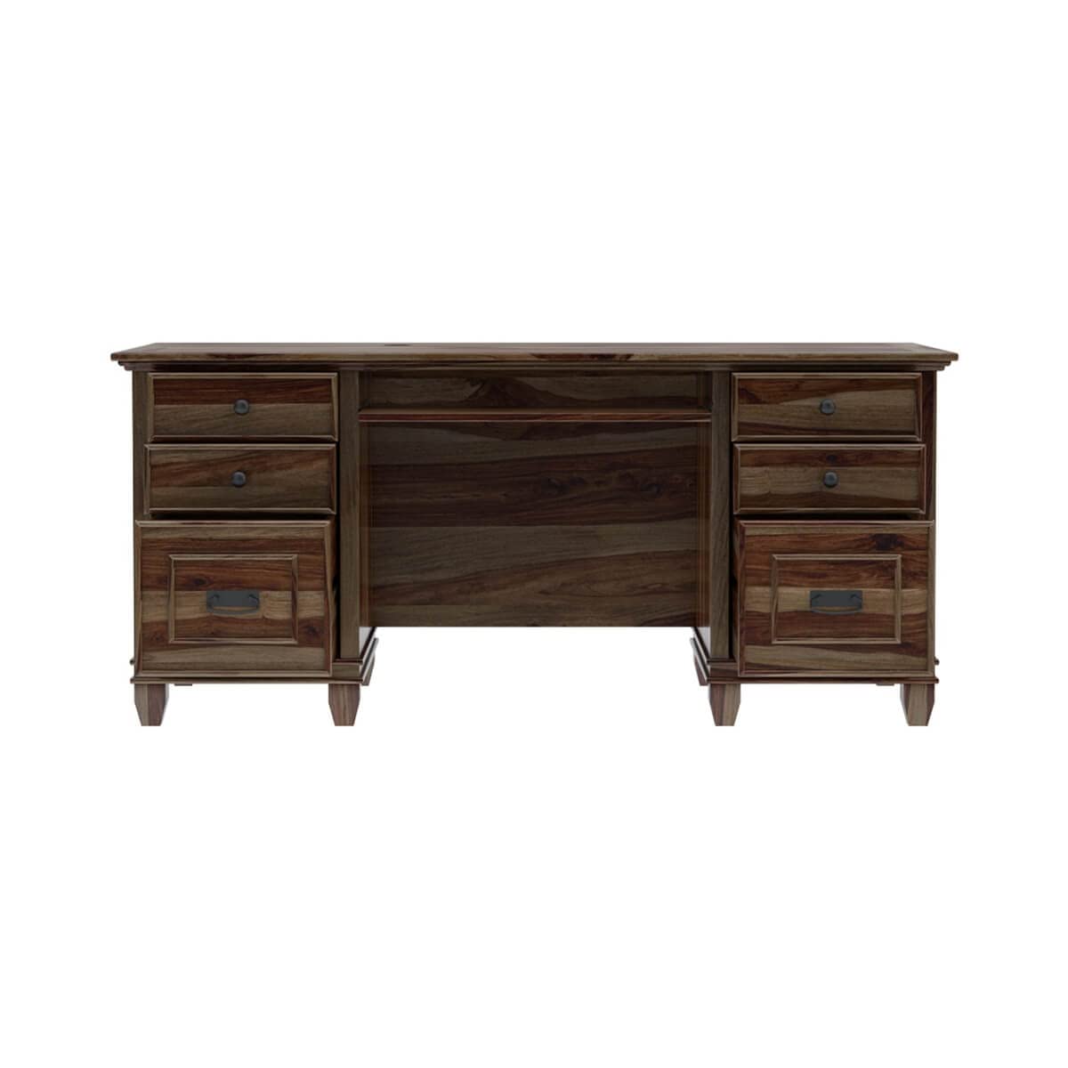 WoodMarwar Solid Sheesham Wooden Study Table with 6 Drawers, Keyboard Tray for Home & Office & Study Room | Solid Wooden Desk Writing Table | Laptop Computer Table for Adults | Meeting Office Table