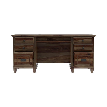 WoodMarwar Solid Sheesham Wooden Study Table with 6 Drawers, Keyboard Tray for Home & Office & Study Room | Solid Wooden Desk Writing Table | Laptop Computer Table for Adults | Meeting Office Table