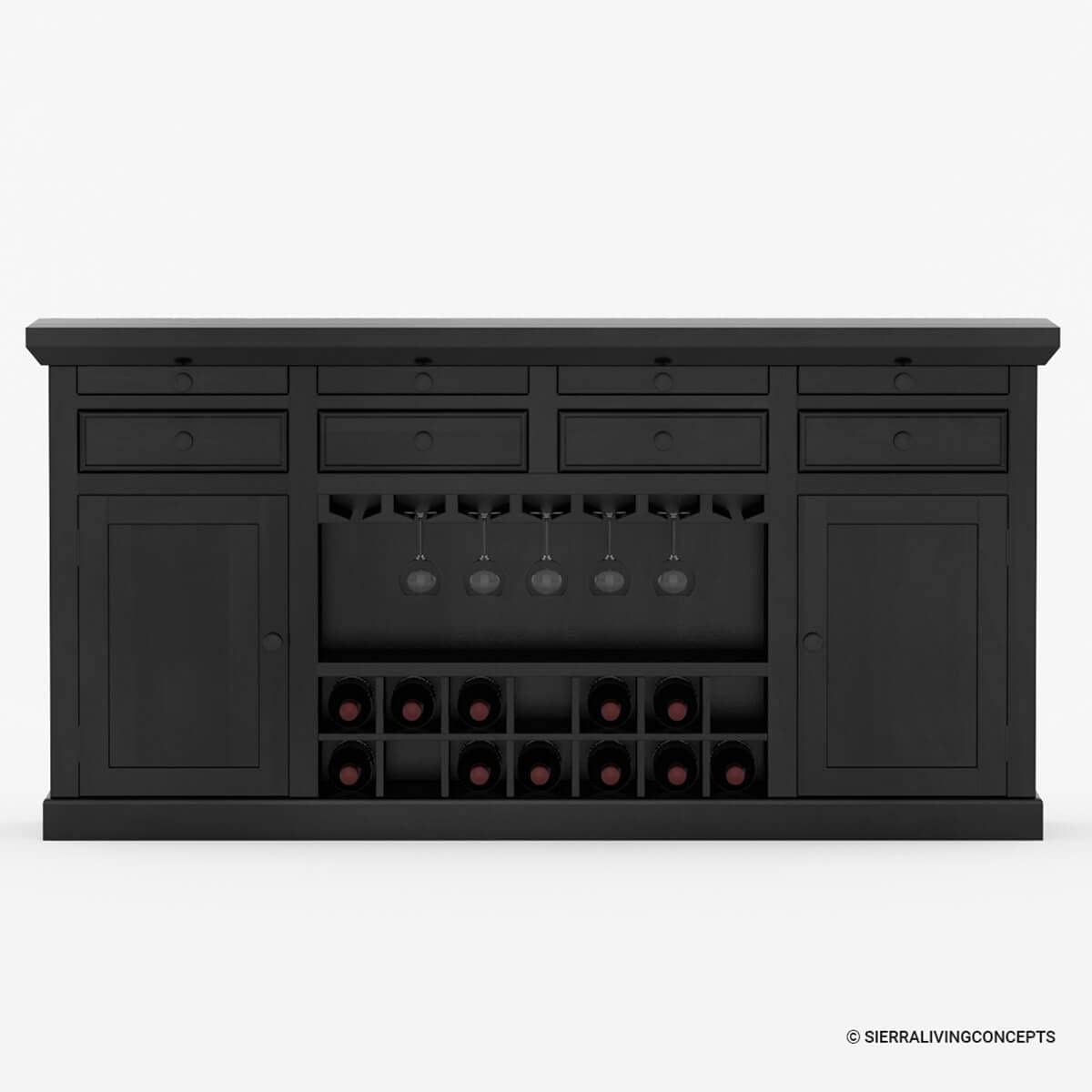 WoodMarwar Solid Sheesham Wood Bar Cabinet  With Storage For Bar Room Furniture
