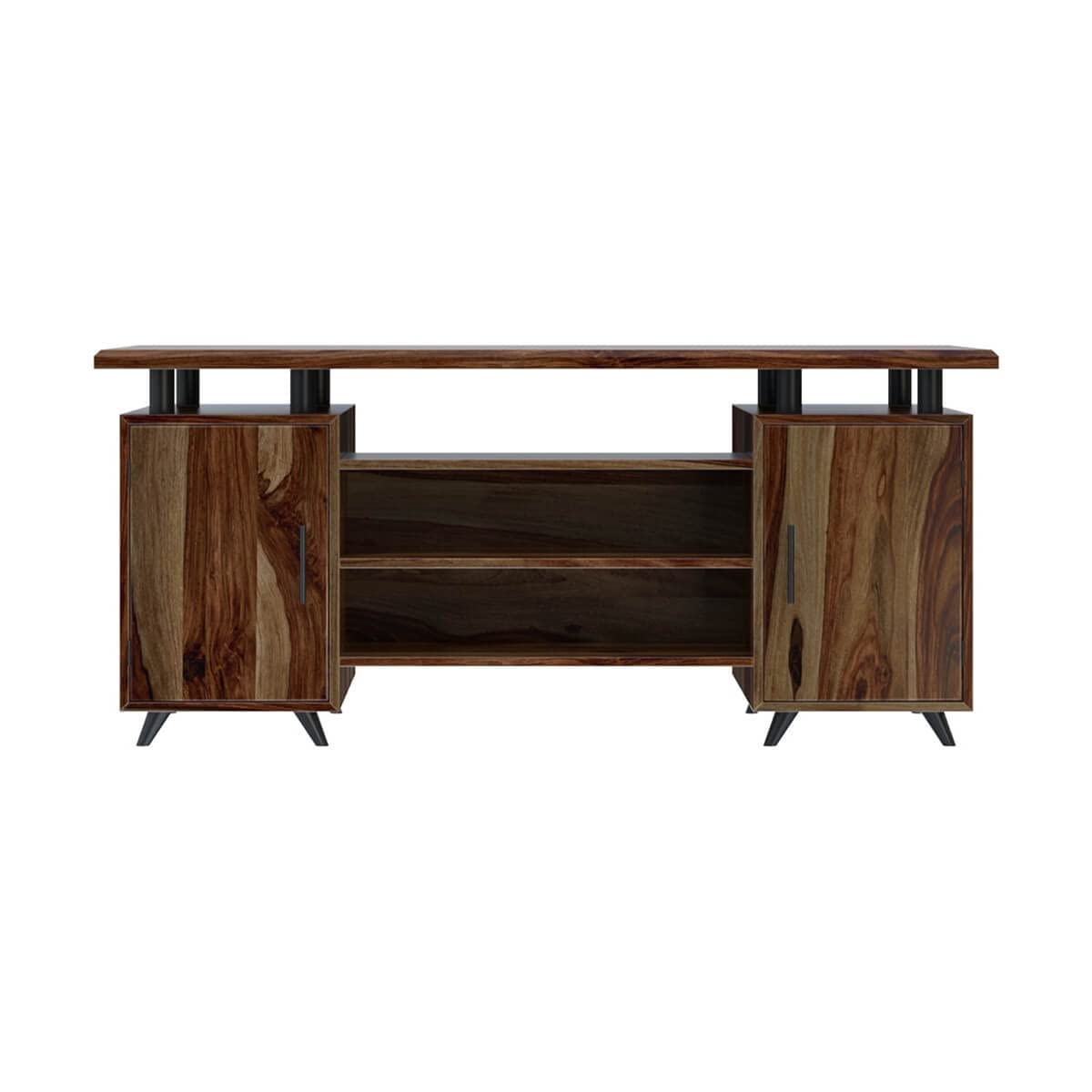 Woodmarwar Solid Sheesham Wooden Study Table with 4 Drawers & Open Shelf Storage Workstation for Home Office & Study Room | Solid Wooden Desk Writing Table | Laptop Computer Table for Adults | Meeting Office Table