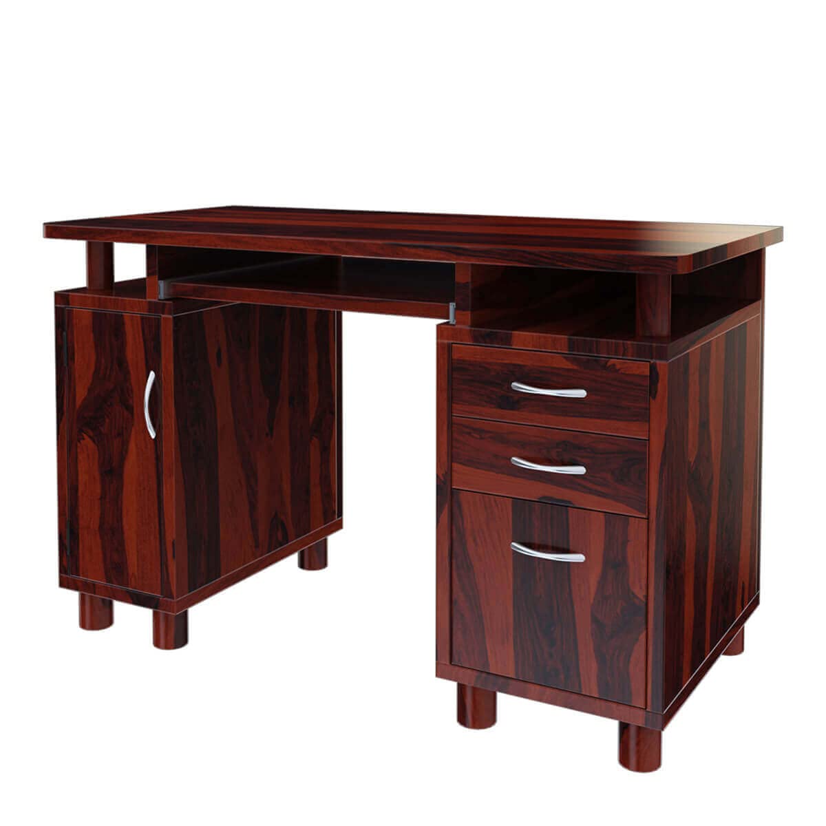 WoodMarwar Solid Sheesham Office Table For Office Work | Wooden Study Table | Computer Table with Keyboard Tray | Work From Home Laptop Desk | Workstation Boss Table | Table With 3 Drawers & 1 Door Cabinet Storage