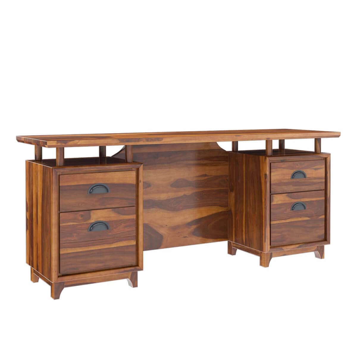 WoodMarwar Solid Sheesham Wooden Study Table with 4 Drawers & Open Shelf Storage Workstation for Home Office & Study Room | Solid Wooden Desk Writing Table | Laptop Computer Table for Adults | Meeting Office Table | Boss Table