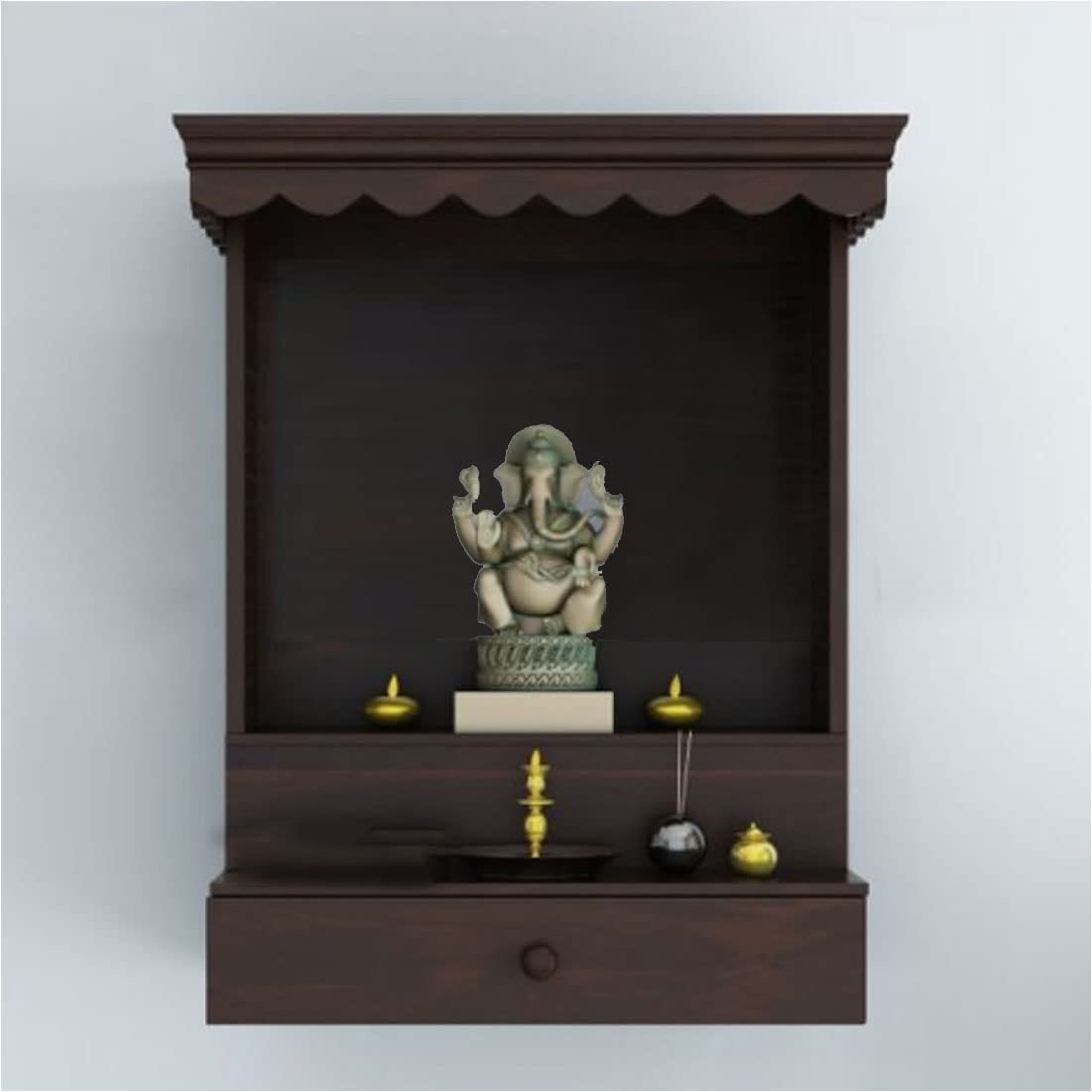 Woodmarwar Solid Sheesham Wood Temple(Mandir)In Honey Finish For Home & Office Furniture