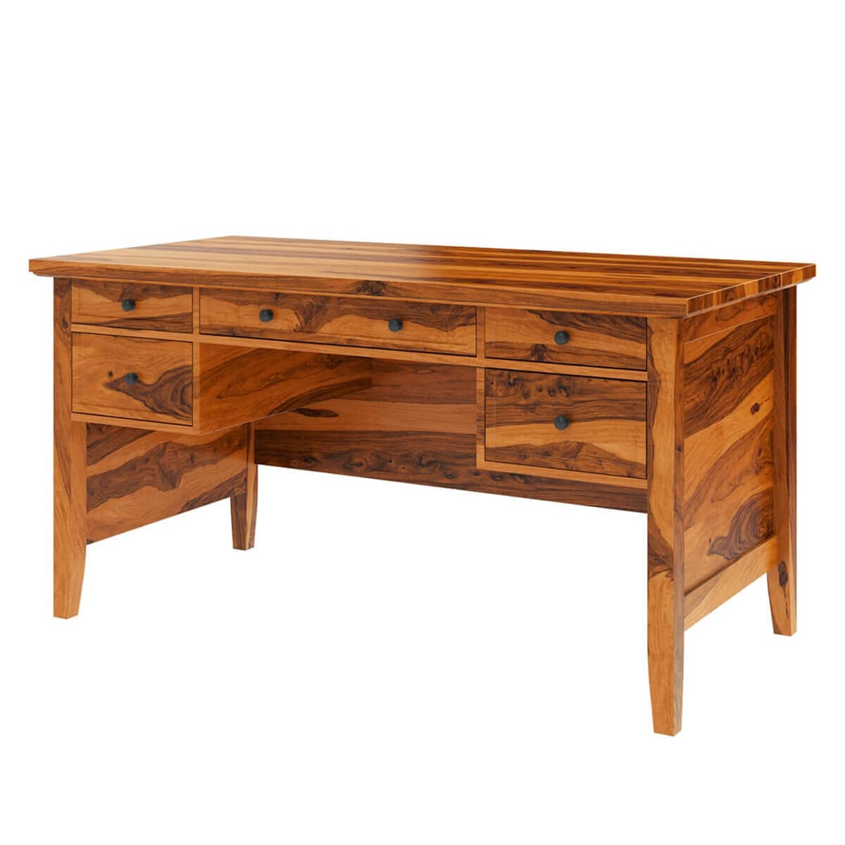 woodmarwar Solid Sheesham Wood Study Table for Adults | Wooden Workstation with 5 Drawer Storage for Home, Office & Study Room | Desk/Writing Table