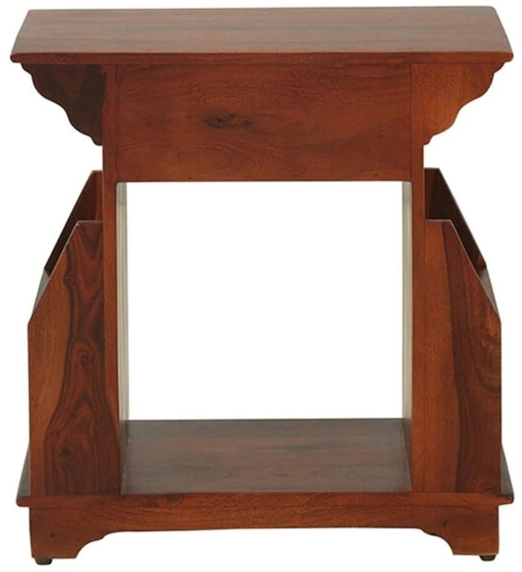 Woodmarwar Solid Sheesham Wood Bedside Table for Bedroom | Solid Wood Bed Side Nightstand End Table with Magazine Holder, 2 Drawer & Shelf Storage for Home & Living Room | Sofa Side Table