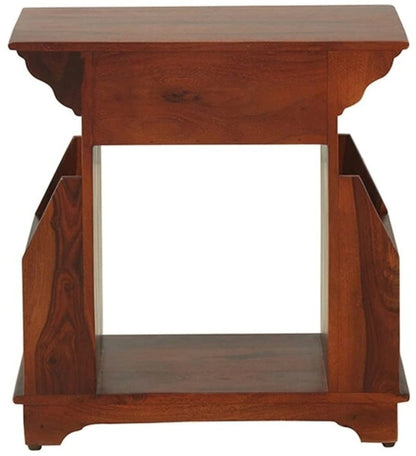 Woodmarwar Solid Sheesham Wood Bedside Table for Bedroom | Solid Wood Bed Side Nightstand End Table with Magazine Holder, 2 Drawer & Shelf Storage for Home & Living Room | Sofa Side Table