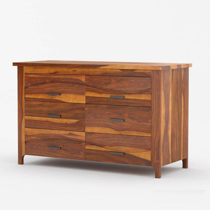 WoodMarwar Solid Sheesham Wood Chest of Drawer 6 Drawers Dresser for Home & Living Room