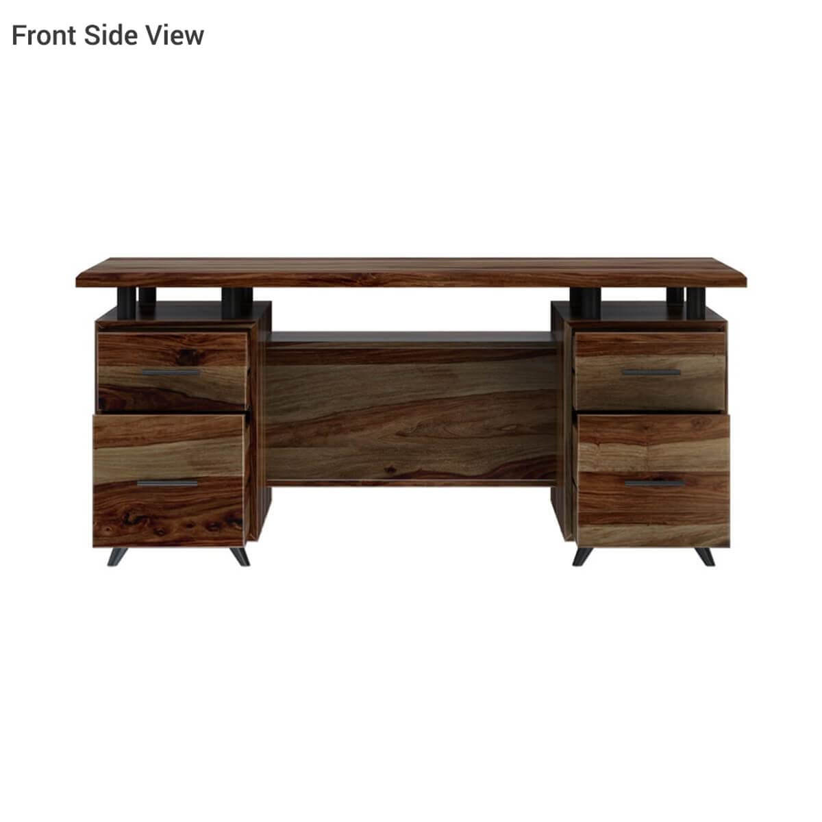 Woodmarwar Solid Sheesham Wooden Study Table with 4 Drawers & Open Shelf Storage Workstation for Home Office & Study Room | Solid Wooden Desk Writing Table | Laptop Computer Table for Adults | Meeting Office Table