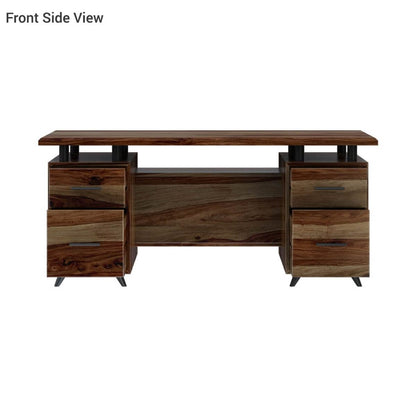 Woodmarwar Solid Sheesham Wooden Study Table with 4 Drawers & Open Shelf Storage Workstation for Home Office & Study Room | Solid Wooden Desk Writing Table | Laptop Computer Table for Adults | Meeting Office Table