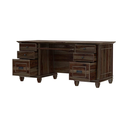 WoodMarwar Solid Sheesham Wooden Study Table with 6 Drawers, Keyboard Tray for Home & Office & Study Room | Solid Wooden Desk Writing Table | Laptop Computer Table for Adults | Meeting Office Table