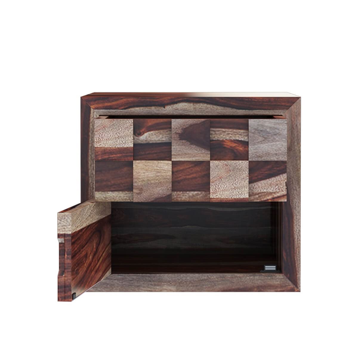 Woodmarwar Solid Sheesham Wood Bedside Table for Bedroom | Solid Wood Bed Side Nightstand End Table with 1 Drawer & 1 Door Cabinet Storage for Home & Bed Room