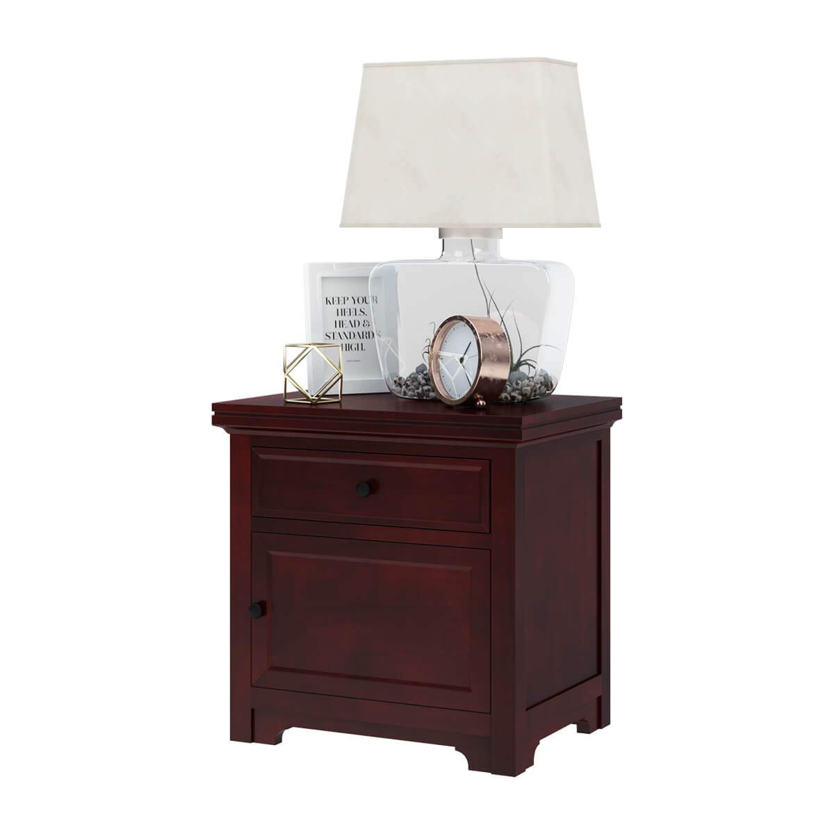 Woodmarwar Solid Sheesham Wood Bedside Table for Bedroom | Solid  Wood Bed Side Nightstand End Table with 1 Drawer & 1 Door Cabinet Storage for Home & Bed Room
