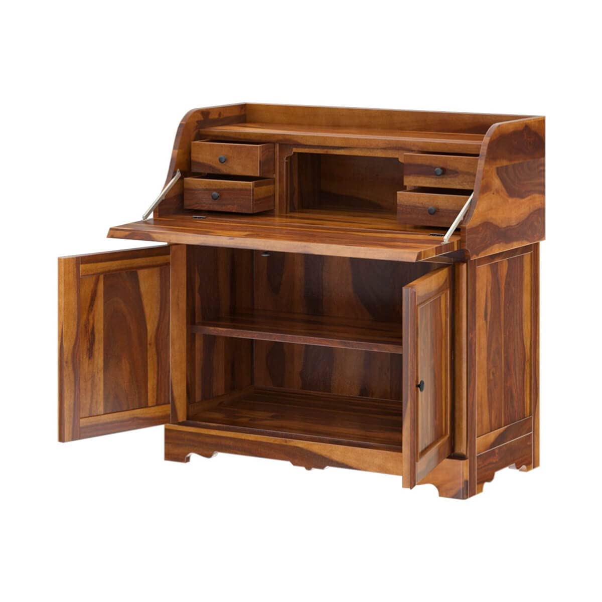Woodmarwar Solid Sheesham Wood Study Table for Adults | Wooden Storage Cabinet Workstation Computer Desk with Hutch, 2 Door Cabinet Storage for Home, Office & Study Room