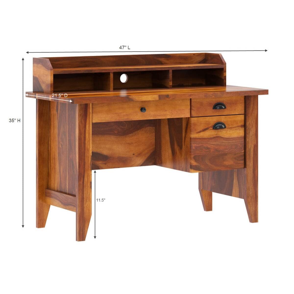 Woodmarwar Solid Sheesham Wood Study Table for Adults | Wooden Workstation with 3 Drawer & Open Shelf Storage for Home, Office & Study Room
