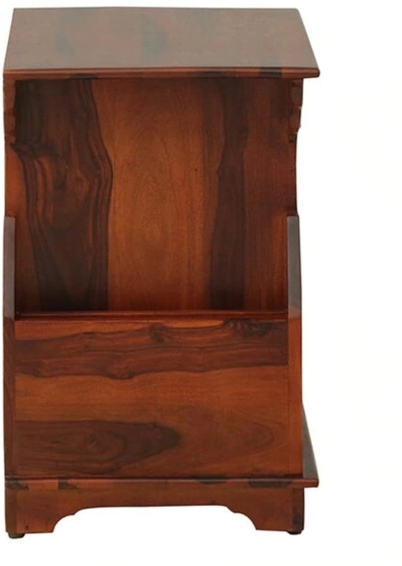Woodmarwar Solid Sheesham Wood Bedside Table for Bedroom | Solid Wood Bed Side Nightstand End Table with Magazine Holder, 2 Drawer & Shelf Storage for Home & Living Room | Sofa Side Table