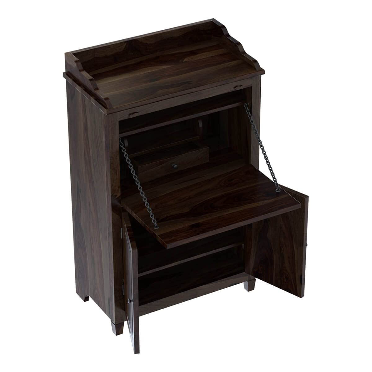 Woodmarwar Solid Sheesham Wood Study Table for Adults | Wooden Storage Cabinet Workstation Computer Desk with Hutch, 2 Door Cabinet Storage for Home, Office & Study Room