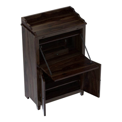 Woodmarwar Solid Sheesham Wood Study Table for Adults | Wooden Storage Cabinet Workstation Computer Desk with Hutch, 2 Door Cabinet Storage for Home, Office & Study Room