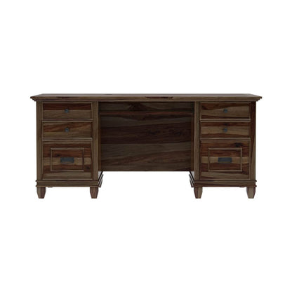WoodMarwar Solid Sheesham Wooden Study Table with 6 Drawers, Keyboard Tray for Home & Office & Study Room | Solid Wooden Desk Writing Table | Laptop Computer Table for Adults | Meeting Office Table