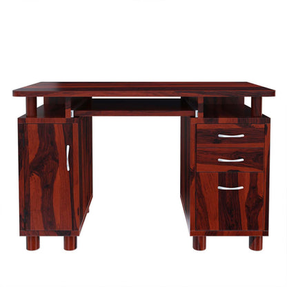 WoodMarwar Solid Sheesham Office Table For Office Work | Wooden Study Table | Computer Table with Keyboard Tray | Work From Home Laptop Desk | Workstation Boss Table | Table With 3 Drawers & 1 Door Cabinet Storage