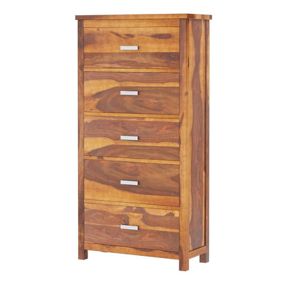 WoodMarwar Solid Sheesham Wood Chest of Drawer 5 Drawers Dresser for Home & Living Room