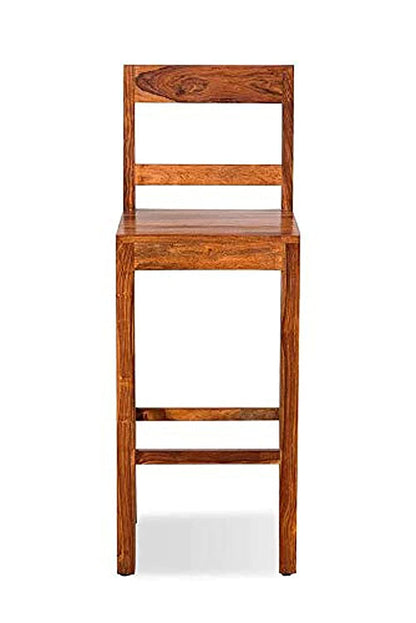 Solid Sheesham Wood Bar Chairs for Home |Solid Long Wooden Chair | High Bar Chair Set of 2 | Natural Brown