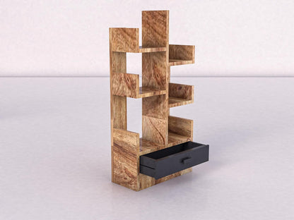 WoodMarwar Sheesham Wood Book Shelf With Two Drawer /Bookcase For Living Room Corner Bookcase for Home Decor & Office