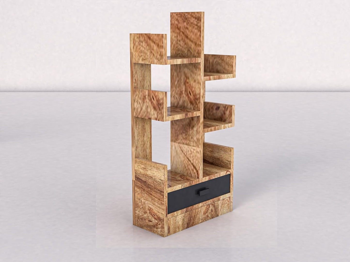WoodMarwar Sheesham Wood Book Shelf With Two Drawer /Bookcase For Living Room Corner Bookcase for Home Decor & Office