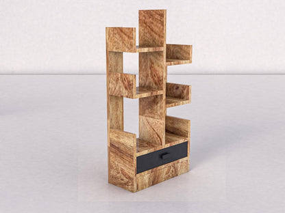 WoodMarwar Sheesham Wood Book Shelf With Two Drawer /Bookcase For Living Room Corner Bookcase for Home Decor & Office
