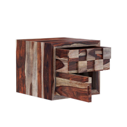 Woodmarwar Solid Sheesham Wood Bedside Table for Bedroom | Solid Wood Bed Side Nightstand End Table with 1 Drawer & 1 Door Cabinet Storage for Home & Bed Room