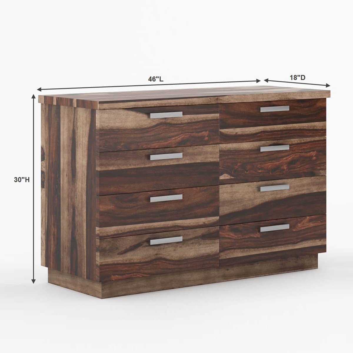 WoodMarwar Solid Sheesham Wood Chest of Drawer 8 Drawers Dresser for Home & Living Room