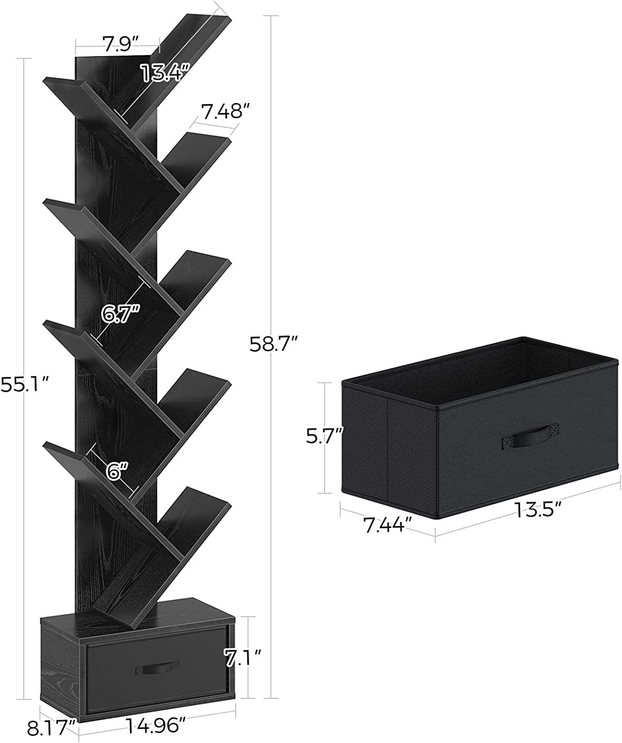 WoodMarwar Sheesham Wood Book Shelf /Bookcase For Living Room Corner Bookcase for Home Decor & Office