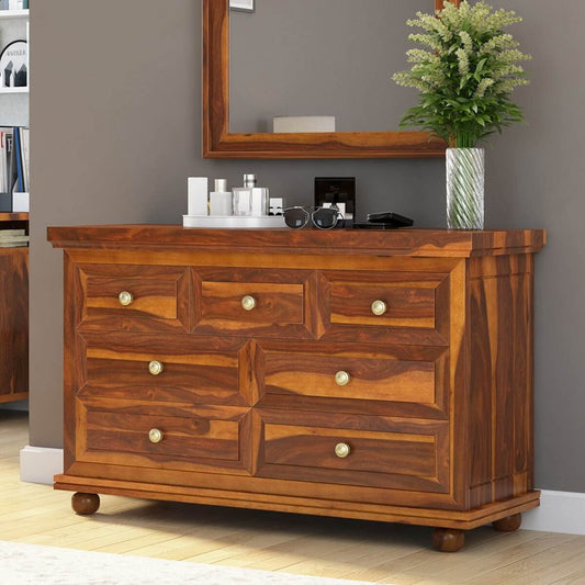 WoodMarwar Solid Sheesham Wood Chest of Drawer 7 Drawers Dresser for Home & Living Room