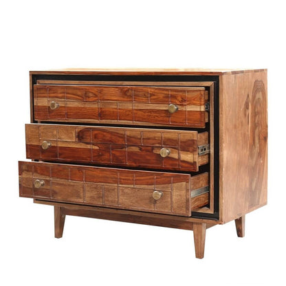 WoodMarwar Solid Sheesham Wood Chest of Drawer 3 Drawers Dresser for Home & Living Room