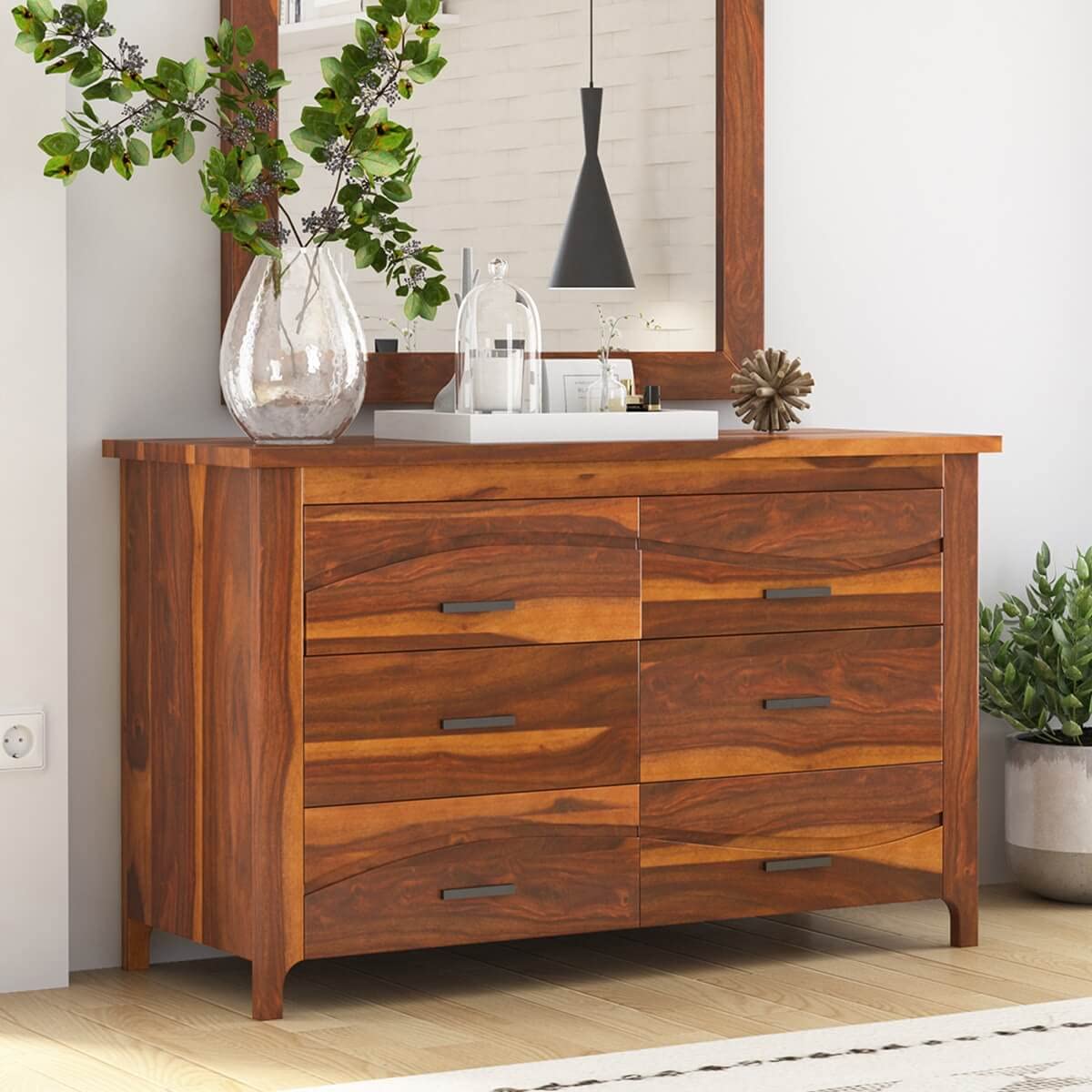 WoodMarwar Solid Sheesham Wood Chest of Drawer 6 Drawers Dresser for Home & Living Room