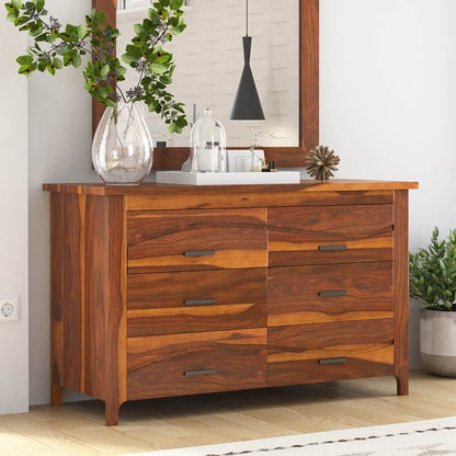 WoodMarwar Solid Sheesham Wood Chest of Drawer 6 Drawers Dresser for Home & Living Room