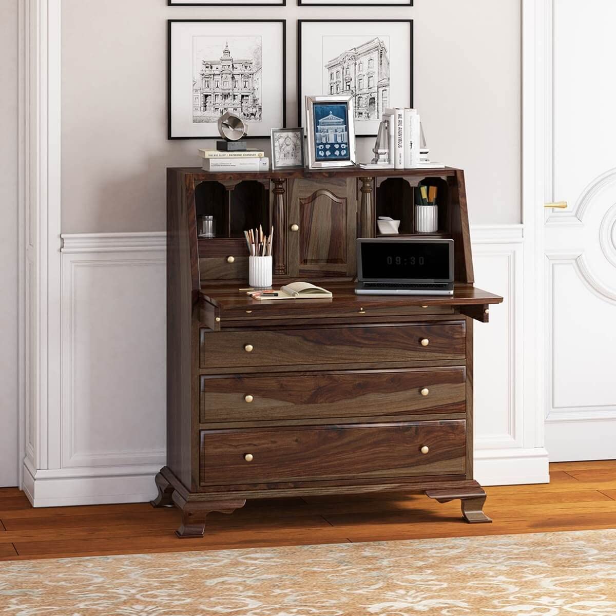 WoodMarwar Solid Sheesham Wood Chest of Drawer 6 Drawers & One Door & 4 Shelf  Dresser for Home & Living Room