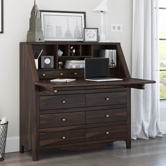 WoodMarwar Solid Sheesham Wood Chest of Drawer 13  Drawers & 6 Shelf & One Door Dresser for Home & Living Room