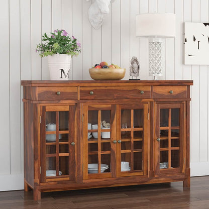 Woodmarwar Solid Sheesham Wood Sideboard With Storage for Living Room Furniture